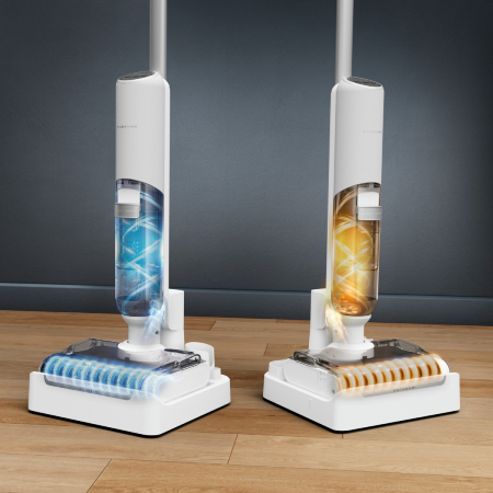 Aspirator cu spalare Rowenta X-Clean 5 Pro GZ5435E0, 250 W, 530 RPM, pana la 50 min autonomie, ecran LED, functie uscare & autocuratare, tehnologie anti-incalcire, compatibil cu detergenti, alb & negr [1]