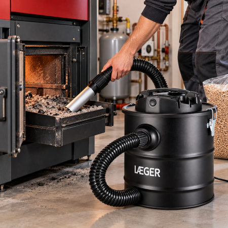 Aspirator de cenusa HAEGER FIREPLACE 18, 800 W,  Capacitate 18 L, Filtru HEPA ignifug, Duza din aluminiu 23 cm, Furtun metalic 1 m, Pentru Sobe, Cazane pe peleti sau lemne, Seminee, Negru [1]