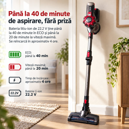 Pachet promo Aspirator fara fir HAEGER JUPITER II, Alimentare 22.2V, tub flexibil, autonomie pana la 40 min + Fier de calcat cu abur HAEGER VAPOUR PRO, Talpa ceramica, 2700W [1]