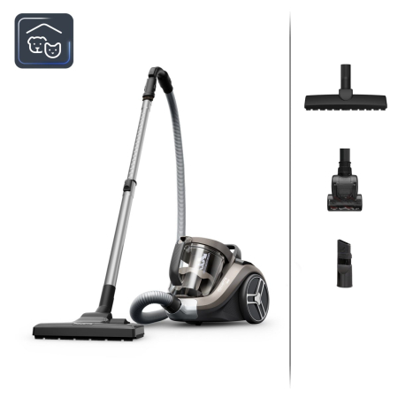 Bucatarie - Aspirator fara sac Compact Power XXL RO4B50EA, 900 W, recipient pentru praf 2.5 L, 3 niveluri de filtrare, crem