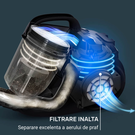Aspirator fara sac Rowenta Compact Power Cyclonic RO3725EA, 750W, recipient praf 1.5L, 3 niveluri de filtrare, tub metalic telescopic, duza spatii inguste, duza tapiterie, negru [5]