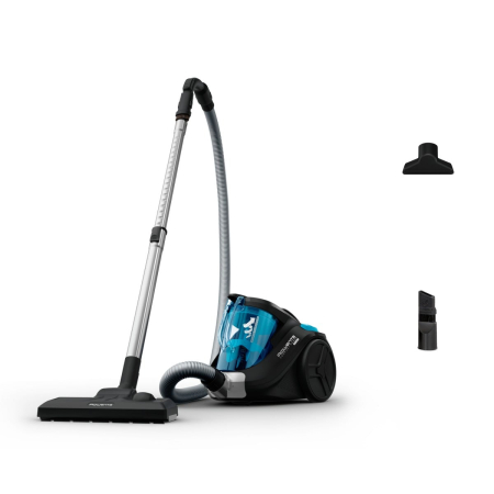 Bucatarie - Aspirator fara sac Rowenta Compact Power RO3731, 750 W, 1.5 l, filtru de inalta eficienta, raza de operare 8.8 m, Negru/Albastru