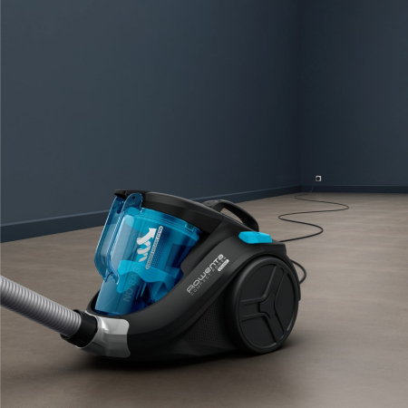 Aspirator fara sac Rowenta Compact Power RO3731, 750 W, 1.5 l, filtru de inalta eficienta, raza de operare 8.8 m, Negru/Albastru [2]