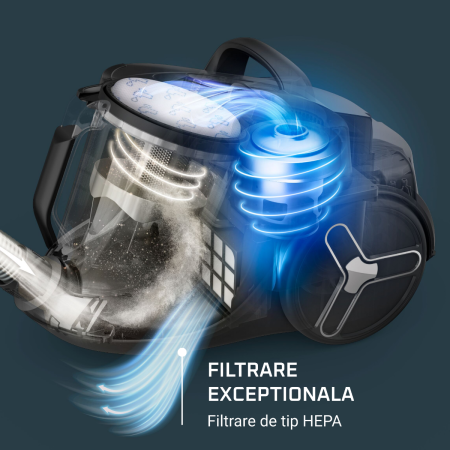 Aspirator fara sac ROWENTA Green Force Cyclonic Max RO7B11EA, 750 W, recipient de praf 2.5 L, filtrare tip HEPA, design eco, negru & albastru [2]