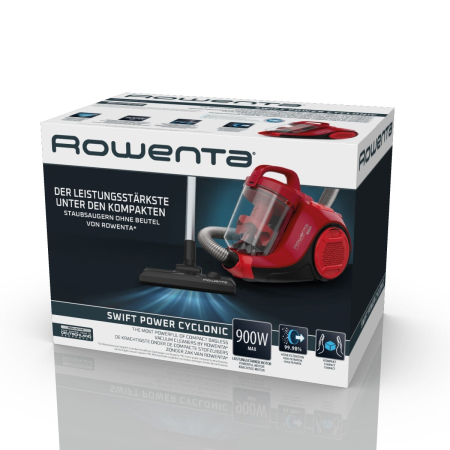 Aspirator fara sac Rowenta Swift Power Cyclonic RO2913EA, 750W, 3 niveluri de filtrare, Tehnologie Effiwatts, acoperire 7.5m, motor Effitech, rosu [10]