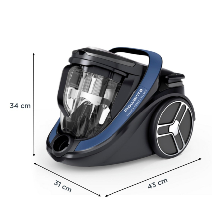 Aspirator fara sac Silence Force Cyclonic Effitech® RO7971EA, 500 W, recipient pentru praf 2.5 L, 3 niveluri de filtrare, negru & albastru [10]
