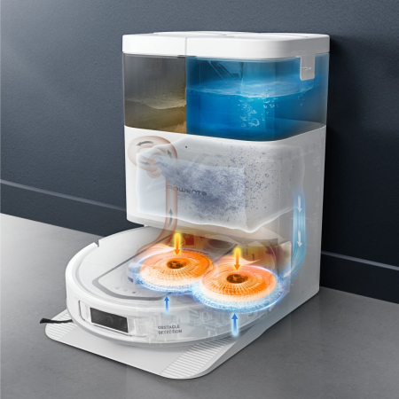 Aspirator robot Rowenta X-Plorer Serie 580 Max RR9547E0, putere 10.000 Pa, 120 minute, management harti, statie all in one, functie mop extensibil, evitare obstacole, anti-incalcire, mopuri cu dubla r [6]