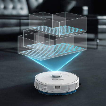 Aspirator robot Rowenta X-Plorer Serie 75 S RR8577WH, putere de aspirare 2700 Pa, autonomie 120 min, aspirare si spalare, navigatie laser, Wi-Fi, comp [6]