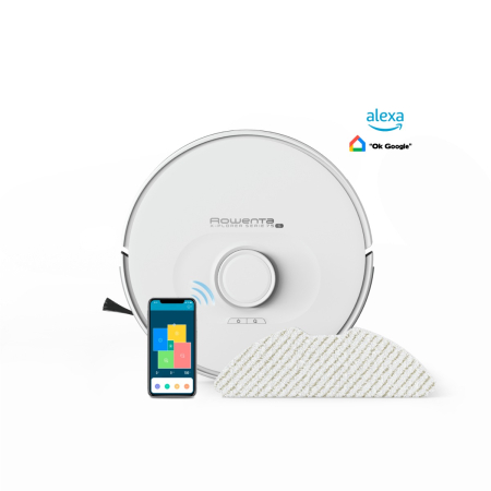 Electrocasnice - Aspirator robot Rowenta X-Plorer Serie 75 S RR8577WH, putere de aspirare 2700 Pa, autonomie 120 min, aspirare si spalare, navigatie laser, Wi-Fi, comp