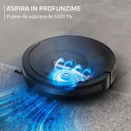 Aspirator robot Rowenta X-Plorer Serie 85 RR87C5WH, aspira si spala, putere de aspirare 6000 Pa, autonomie 270 minute, 4 trepte de putere, statie de incarcare, sistem Smart Aqua Power, negru [3]