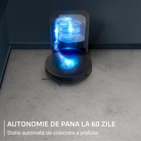 Aspirator robot Rowenta X-Plorer Serie 85+ RR87D5WH, aspira & spala, putere aspirare 6000 Pa, autonomie 270 minute, 4 trepte putere, statie de incarcare si golire praf, sistem Smart Aqua Power, negru [2]