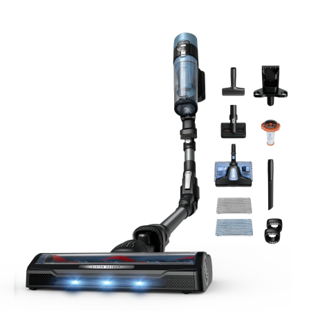 Bucatarie - Aspirator vertical fara fir Rowenta X-Force Flex 10.80 Aqua RH7AD5E0, 300 W, 120 air watts, autonomie 60 minute, recipient praf 0.44L, functie boost, iluminare LED, sistem Smart Control, greutate redu