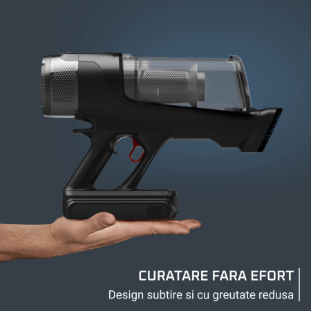 Aspirator vertical fara fir Rowenta X-Force Flex 12.60 Neo Complete RH9L55E0, 150 air watts, autonomie de pana la 60 min, recipient praf 0.65L, iluminare LED, tub Flex, funcție Boost, negru & gri [7]