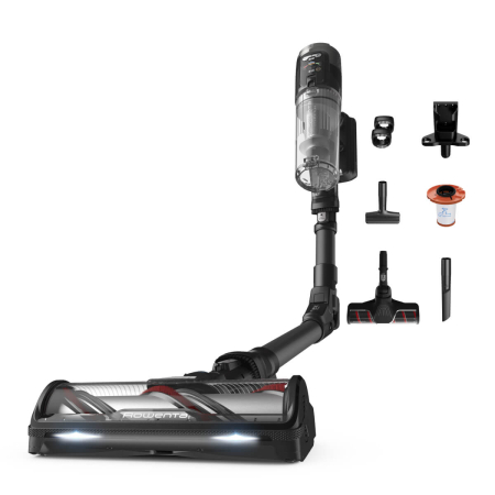 Bucatarie - Aspirator vertical fara fir Rowenta X-Force Flex 12.60 Neo Complete RH9L55E0, 150 air watts, autonomie de pana la 60 min, recipient praf 0.65L, iluminare LED, tub Flex, funcție Boost, negru & gri