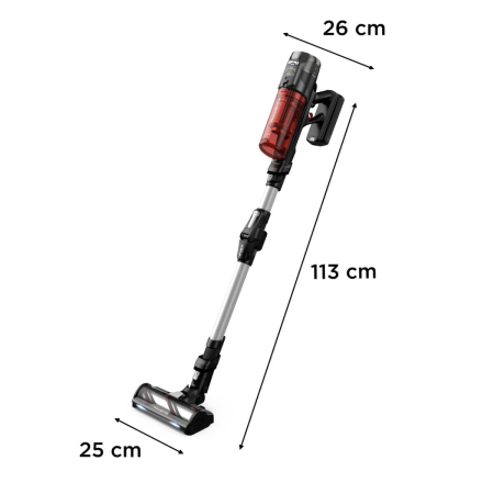 Aspirator vertical fara fir Rowenta X-Force Flex 13.60 Complete Animal RH9A93E0, 150 air watts, iluminare LED, tub flex, funcție boost, capacitate recipient praf 0.65L, rosu & argintiu [8]