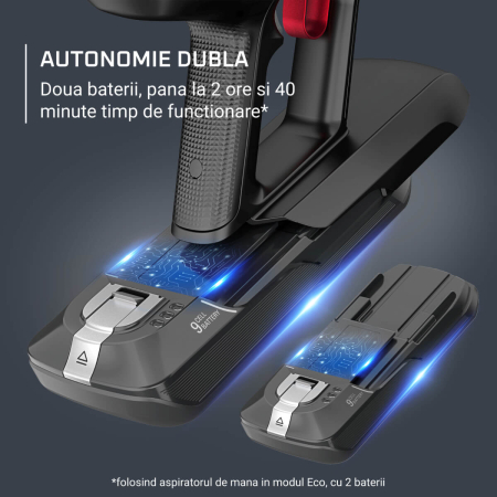 Aspirator vertical fara fir Rowenta X-Force Flex 15.60 Animal RH99F3WO, 550W, 2 baterii cu autonomie de cate 80 min, Tehnologie flex, display control, accesorii animal care, stație încarcare, recipien [6]
