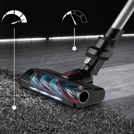 Aspirator vertical fara fir Rowenta X-Force Flex 9.60 Allergy RH2036WO, 250W, 100 air watts, 3 trepte de putere, functie boost, perie cu iluminare LED, autonomie pana la 45 minute, Negru & Gri [2]