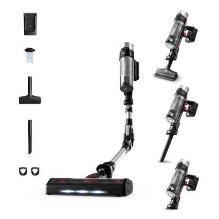 Aspirator vertical fara fir Rowenta X-Force Flex 9.60 Allergy RH2036WO, 250W, 100 air watts, 3 trepte de putere, functie boost, perie cu iluminare LED, autonomie pana la 45 minute, Negru & Gri [6]