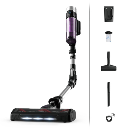 Electrocasnice - Aspirator vertical fara fir Rowenta X-Force Flex 9.60 Allergy RH2037WO, 250 W, 100 Air Watts, autonomie pana la 45 min, recipient praf 0.44 L, tehnolo