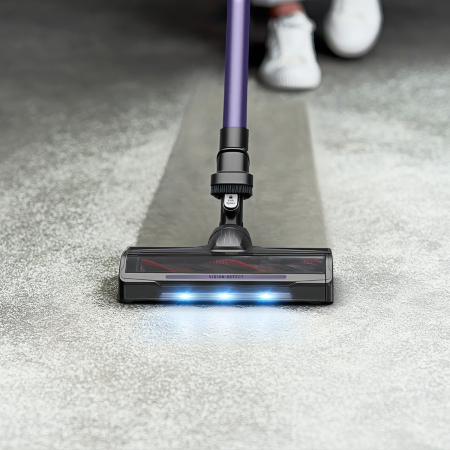 Aspirator vertical fara fir Rowenta X-Pert 5.80 RH5A31E0, 150 W, autonomie de pana la 40 minute, iluminare LED, sistem Digital Control, greutate redusa, filtrare pana la 99%, violet & argintiu [8]