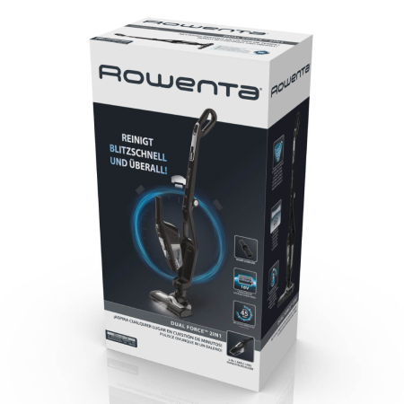 Aspirator vertical Rowenta 2 în 1 Dual Force RH6735WH, autonomie max 45 min, reîncarcare 5 ore, iluminare cu led, pliabil, recipient 0.6L, filtru spuma, negru [6]