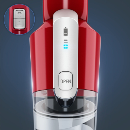 Aspirator vertical Rowenta Air Force Light RH6543WH, autonomie max 30 min, iluminare cu led, recipient 0.65L, filtru spuma, Rosu [5]
