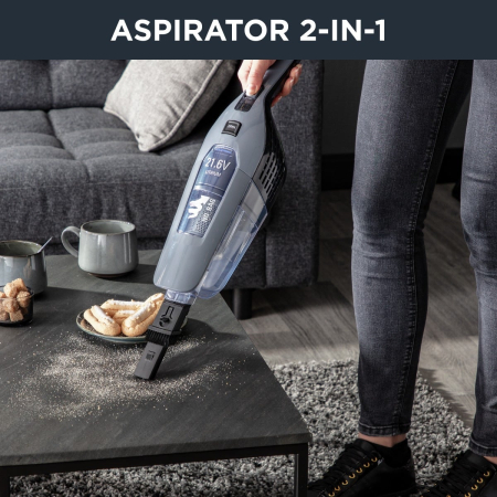 Aspirator vertical Rowenta Dual Force 2 in 1 RH6756WO, 48W, 21.6V, 0.6L, autonomie 45 min, perie de aspirare rotativa, Gri [8]