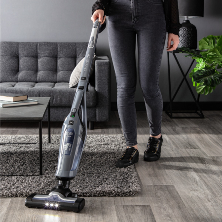 Aspirator vertical Rowenta Dual Force 2 in 1 RH6756WO, 48W, 21.6V, 0.6L, autonomie 45 min, perie de aspirare rotativa, Gri [9]