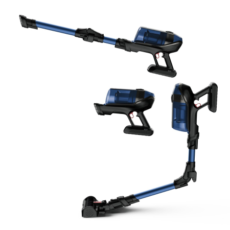 Aspirator vertical Rowenta X-Force Flex 12.60 Aqua RH98C0WO, 320 W, 0.9 l, Autonomie 45 minute, mop Aqua, Albastru/Negru [16]