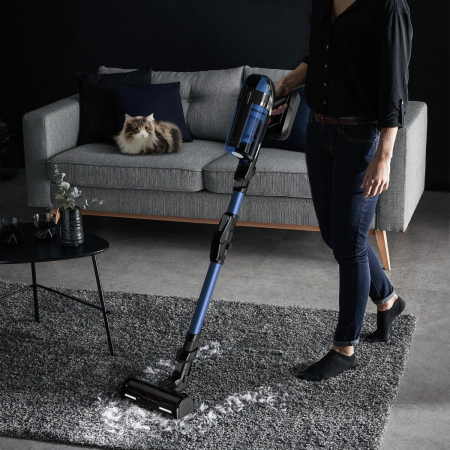 Aspirator vertical Rowenta X-Force Flex 12.60 Aqua RH98C0WO, 320 W, 0.9 l, Autonomie 45 minute, mop Aqua, Albastru/Negru [9]