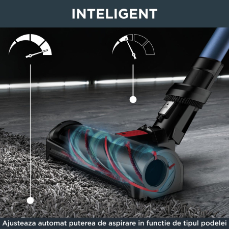 Aspirator vertical Rowenta X-Force Flex 12.60 Aqua RH98C0WO, 320 W, 0.9 l, Autonomie 45 minute, mop Aqua, Albastru/Negru [5]