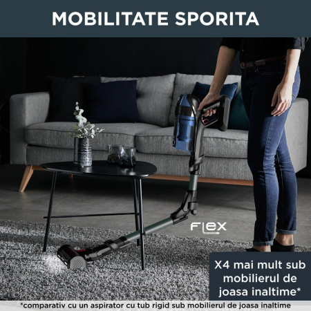 Aspirator vertical Rowenta X-Force Flex 12.60 cu mop Aqua RH98C8WO, 320W, 45 minute autonomie, baza de incarcare, tehnologie flex, Albastru/ negru [5]