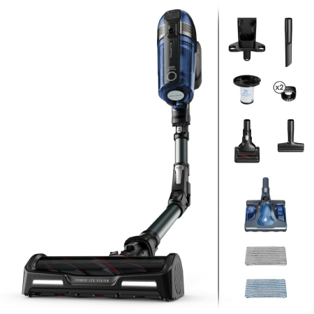 Bucatarie - Aspirator vertical Rowenta X-Force Flex 12.60 cu mop Aqua RH98C8WO, 320W, 45 minute autonomie, baza de incarcare, tehnologie flex, Albastru/ negru