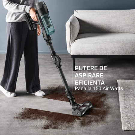 Aspirator vertical Rowenta X-Force Flex 12.60 NEO RH9L42WO, 380W, autonomie 60 min, perie cu LED, panou de control, recipient praf 0.65L, perie Animal Turbo, perie textile, verde & negru [4]