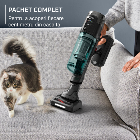 Aspirator vertical Rowenta X-Force Flex 12.60 NEO RH9L42WO, 380W, autonomie 60 min, perie cu LED, panou de control, recipient praf 0.65L, perie Animal Turbo, perie textile, verde & negru [2]