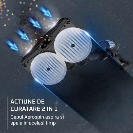 Aspirator vertical Rowenta X-Force Flex 12.60 NEO RH9LC1WO cu mop, 380W, autonomie 60 min, panou de control, recipient praf 0.65L, albastru & negru [8]
