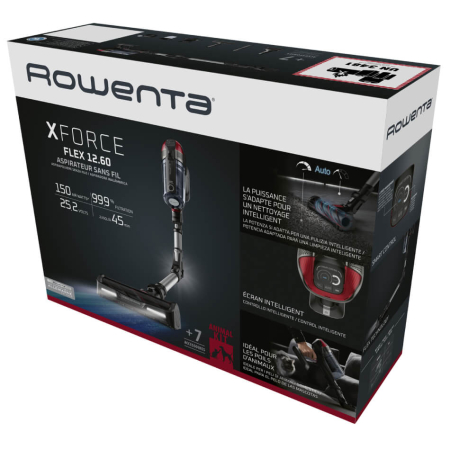 Aspirator vertical Rowenta X-Force Flex 12.60 RH98A7WO, 320W, 25.2V, capacitate praf 0.9L, autonomie 45 minute, perie animal turbo, gri & rosu [14]