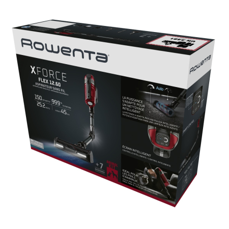 Aspirator vertical Rowenta X-Force Flex 12.60 RH98A8WO, 2 in 1, putere 320 W, putere aspirare 150 AirWats, autonomie pana la 45 min, tehnologie ciclonica, Animal Care, Negru/rosu [16]