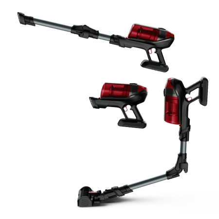 Aspirator vertical Rowenta X-Force Flex 12.60 RH98A8WO, 2 in 1, putere 320 W, putere aspirare 150 AirWats, autonomie pana la 45 min, tehnologie ciclonica, Animal Care, Negru/rosu [11]