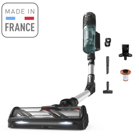 Aspirator vertical Rowenta X-Force Flex 13.60 RH9A32WO, 380W, autonomie 60 min, perie cu LED, panou Smart Control Display, filtrare 99,9%, recipient praf 0.65L, argintiu & verde [7]