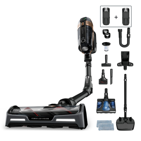 Bucatarie - Aspirator vertical Rowenta X-Force Flex 15.60 Aqua RH99G3WO, 520W, 2 baterii cu autonomie de cate 80 min, tehnologie flex, display control, accesorii animal care, stație încarcare, recipient praf 0.9L