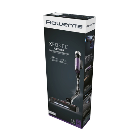 Aspirator vertical Rowenta X-FORCE FLEX 9.60 Allergy, RH2038WO, 200W, putere de aspirare 100 air watts,  autonomie pana la 45 minute, Negru/Violet [17]