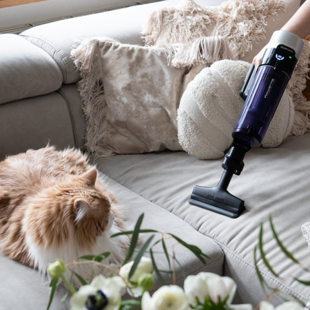 Aspirator vertical Rowenta X-FORCE FLEX 9.60 Allergy, RH2038WO, 200W, putere de aspirare 100 air watts,  autonomie pana la 45 minute, Negru/Violet [6]