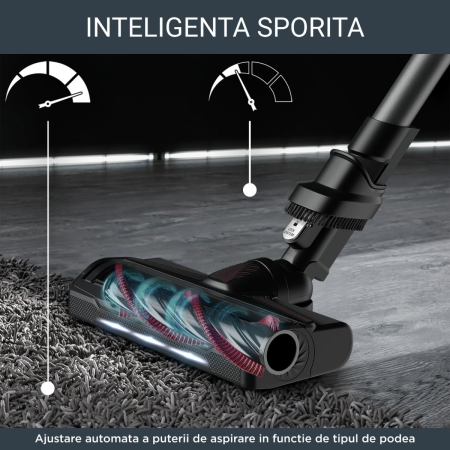 Aspirator vertical Rowenta X-Force Flex 9.60 Animal Care RH2078WO, 100 air watts, 200 W, Tub Flex, Smart Control Display, autonomie de 45 minute, Rosu/negru [8]