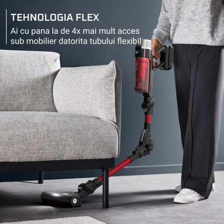 Aspirator vertical Rowenta X-Force Flex 9.60 Complete RH2099WO, 250W, 45 minute autonomie, 3 trepte de putere, perie covoare si podele dure cu LED, perie Animal Turbo, statie de incarcare, negru & ros [3]