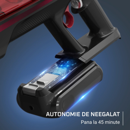 Aspirator vertical Rowenta X-Force Flex 9.60 Complete RH2099WO, 250W, 45 minute autonomie, 3 trepte de putere, perie covoare si podele dure cu LED, perie Animal Turbo, statie de incarcare, negru & ros [6]