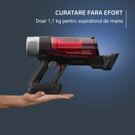 Aspirator vertical Rowenta X-Force Flex 9.60 Complete RH2099WO, 250W, 45 minute autonomie, 3 trepte de putere, perie covoare si podele dure cu LED, perie Animal Turbo, statie de incarcare, negru & ros [5]