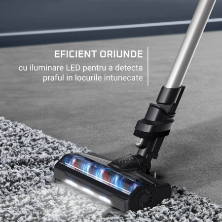 Aspirator vertical Rowenta X-Pert 7.60 RH6A35WO, 140W, autonomie pana la 45 minute, filtrare 99%, recipient de praf 0.44L, perie cu LED, Tehnologie ciclonica, violet & negru [9]