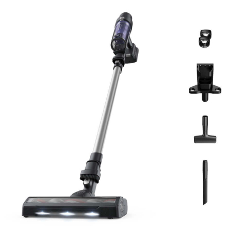 Bucatarie - Aspirator vertical Rowenta X-Pert 7.60 RH6A35WO, 140W, autonomie pana la 45 minute, filtrare 99%, recipient de praf 0.44L, perie cu LED, Tehnologie ciclonica, violet & negru