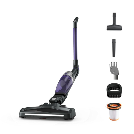 Bucatarie - Aspirator vertical Rowenta X-TREM Compact 2 in 1 RH1238WO, 145W, tehnologie Flex, autonomie 40 minute, timp incarcare 4h, cap de aspirare, iluminare LED, recipient praf 0.4L, violet / negru